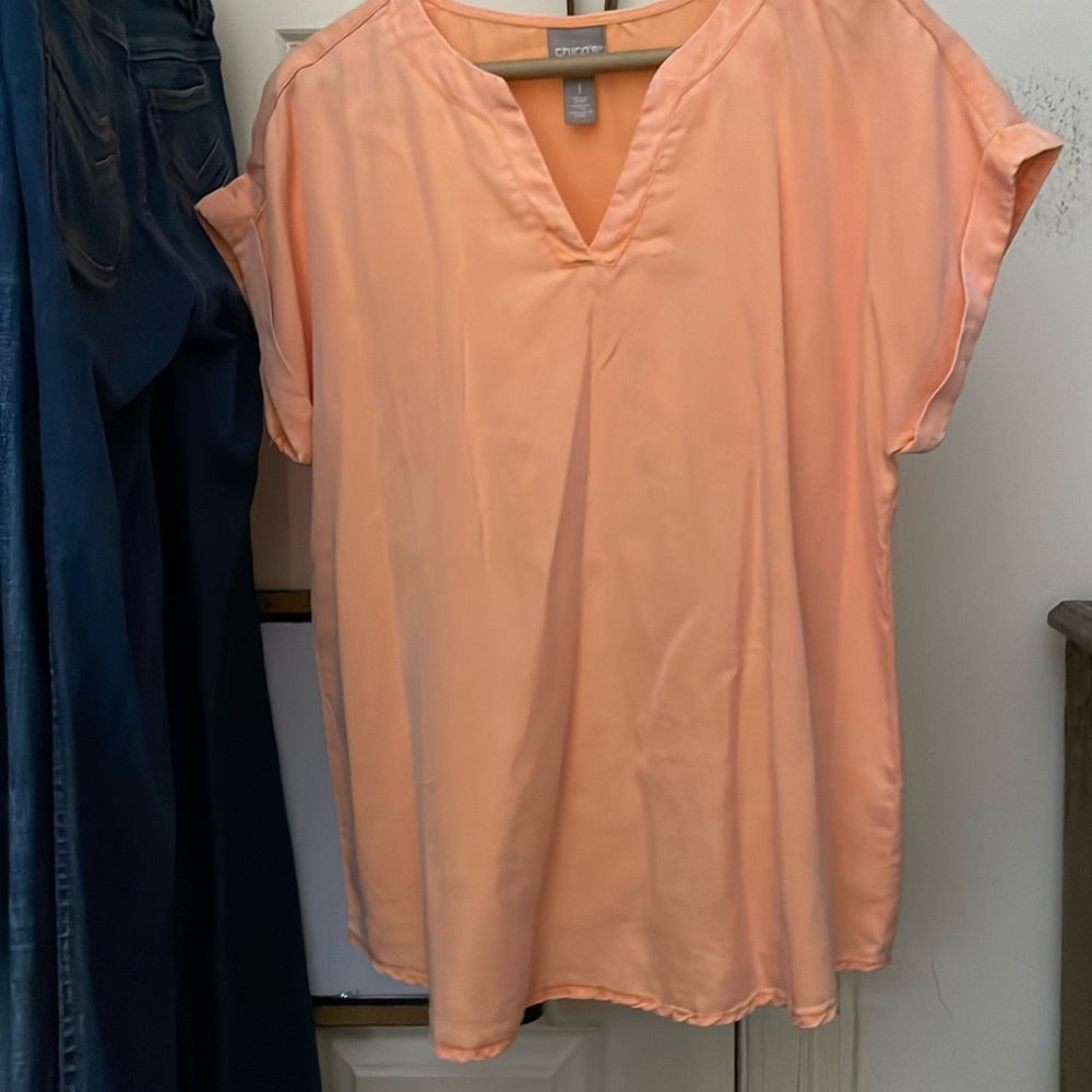 Chicos peach silk blouse nwot